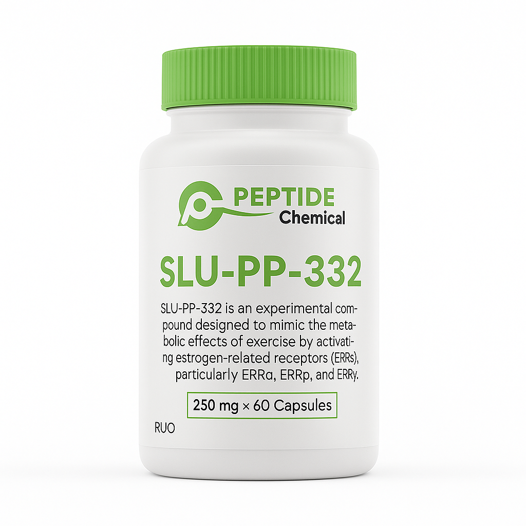 SLU-PP-332 (250mcg x 60 Capsules = 15,000mcg) SLU-PP-332 (1000mcg x 30 Capsules = 30,000mcg) SLU-PP-332 is an experimental compound designed to mimic the metabolic effects of exercise by activating estrogen-related receptors (ERRs), particularly ERRα, ERRβ, and ERRγ. This activation leads to increased energy expenditure, enhanced fatty acid oxidation, and improved mitochondrial function. SLU-PP-332 (250mcg x 60 Capsules = 15,000mcg) SLU-PP-332 (1000mcg x 30 Capsules = 30,000mcg) SLU-PP-332 is an experimental compound designed to mimic the metabolic effects of exercise by activating estrogen-related receptors (ERRs), particularly ERRα, ERRβ, and ERRγ. This activation leads to increased energy expenditure, enhanced fatty acid oxidation, and improved mitochondrial function.